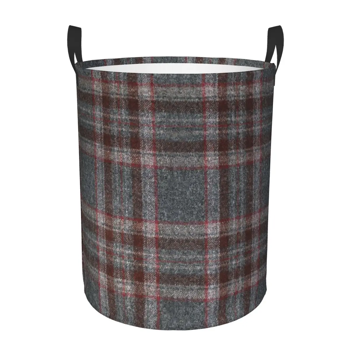 Grey And Red Tartan Laundry Basket Collapsible Plaid Gingham Scottish Tartans Kilt Clothing Hamper Toys Organizer Storage Bins