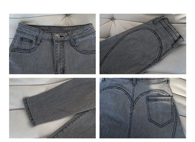 Sexy Pull On Denim Jeans Women Skinny Casual Pencil Pants Elastic Push Up Peach Buttocks Leggings Slim High Waist Trouser Tights