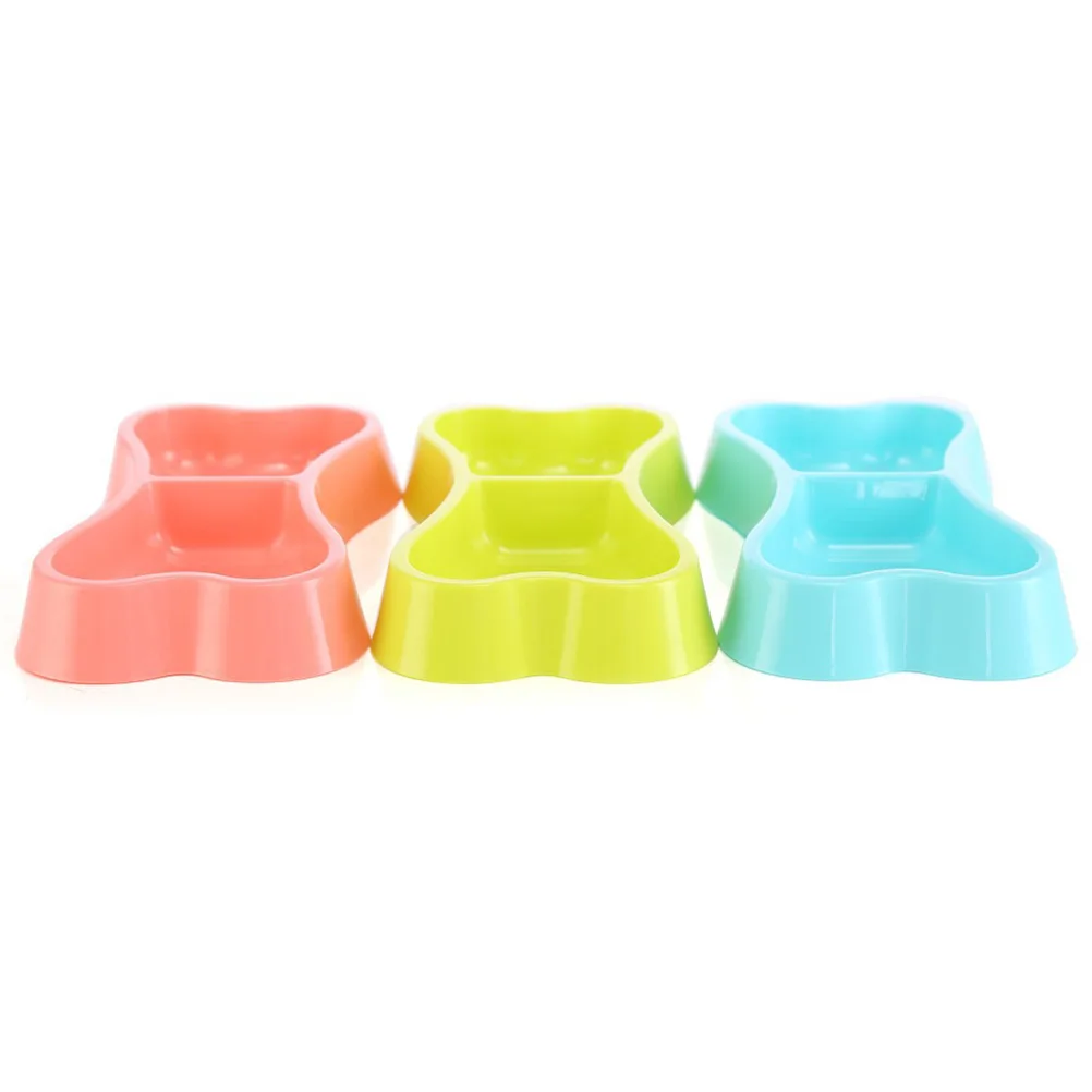

Dual Dog Bones Double Bowl for Small Dogs Cats Plastic Blue Food Water Non Slip Easy Clean Pet Travel Accessories Bone Shape