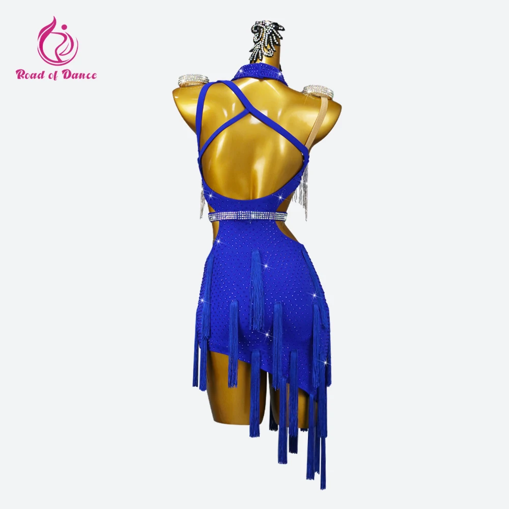 Blue Latin Dance Dress Women Practice Clothing Dancewear Sexy Skirt Ball Competition Suit Elegant Party Costume Sports Line Wear - Image 5