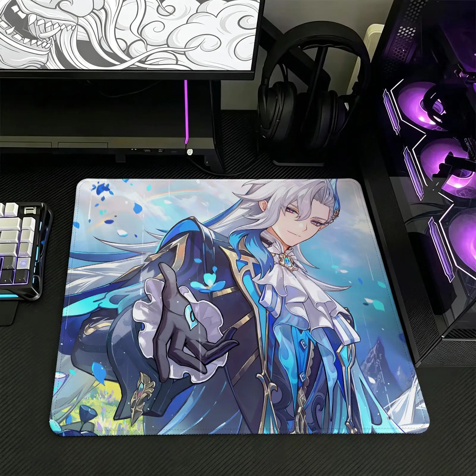 genshin impact Neuvillette Regular gaming mouse pad  Office mouse pad Laptop desk mat Stitched edge S/M/L size mouse pad