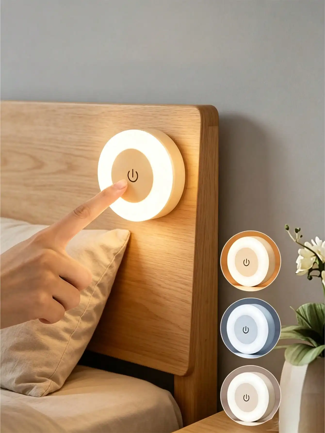 Touch Night Light, Touch Round Light, Touch LED Bedside Lamp, Touch Mini Stair Light, Cabinet Light, Mini Wireless Cabinet Light, Portable LED Night Light, 3 Adjustable Colors, Type-C Interface, Dimmable, Suitable For Hallway, Bedroom.sr25072217373474935