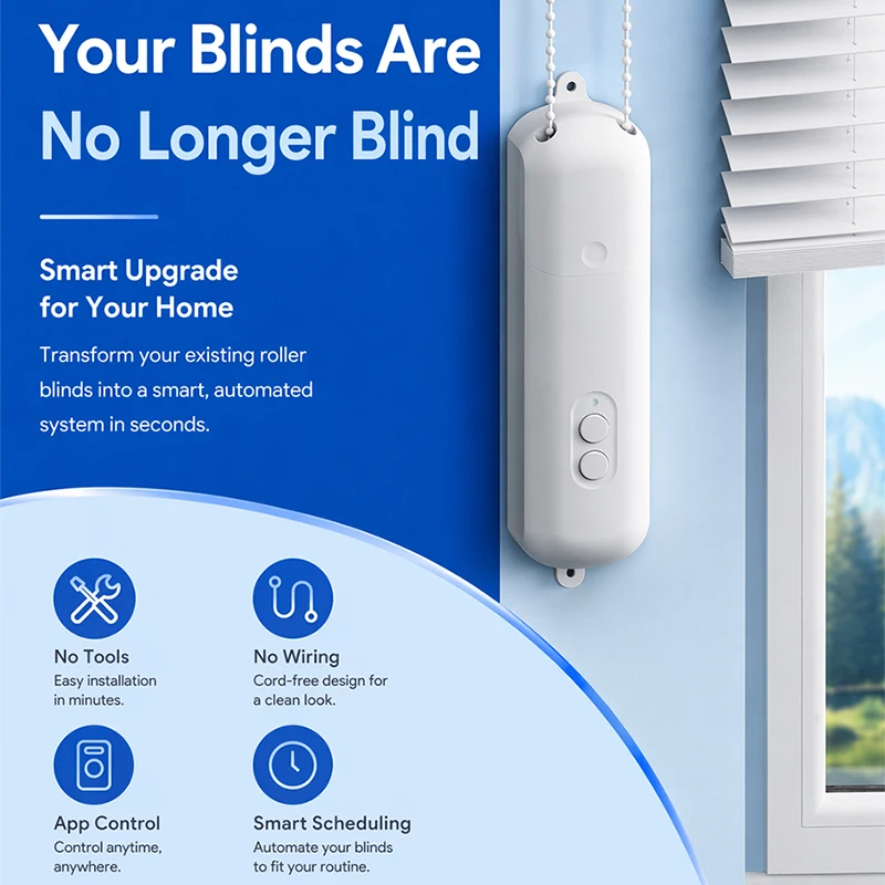 

ORYZIC Tuya Zigbee Smart Blind Motor Rechargeable Roller Shutter Motor No Drilling Voice Control for Alexa Google Home