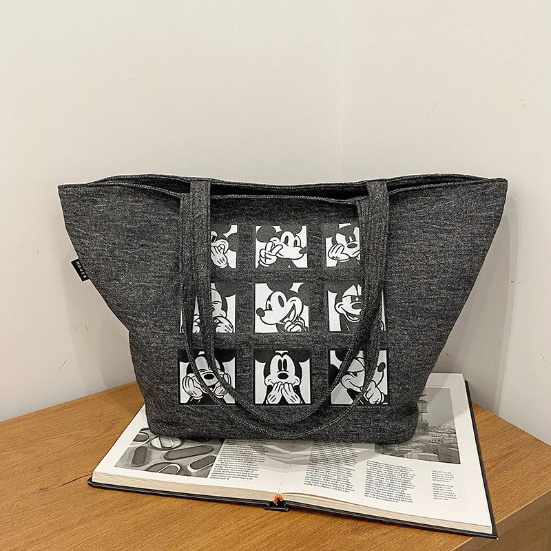 حقيبة يد ديزني ميكي ماوس القماشية للنساء حقيبة كتف ذات سعة كبيرة باللون الأسود للسفر والتسوق والمدرسة #3
