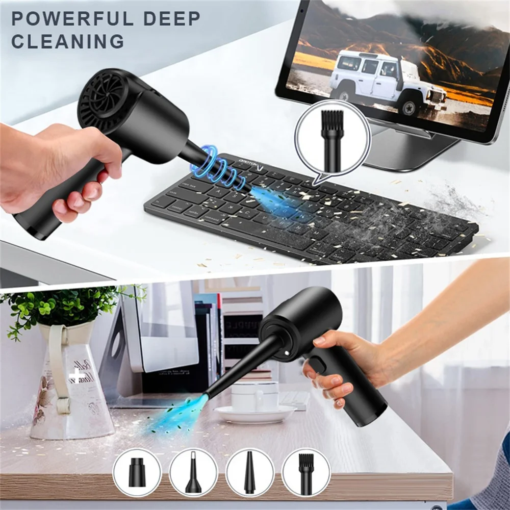 Wireless Air Duster 50000 RPM Dust Blowing Gun USB Compressed Air Blower Cleaning ，For Computer Laptop Keyboard Camera Cleaning