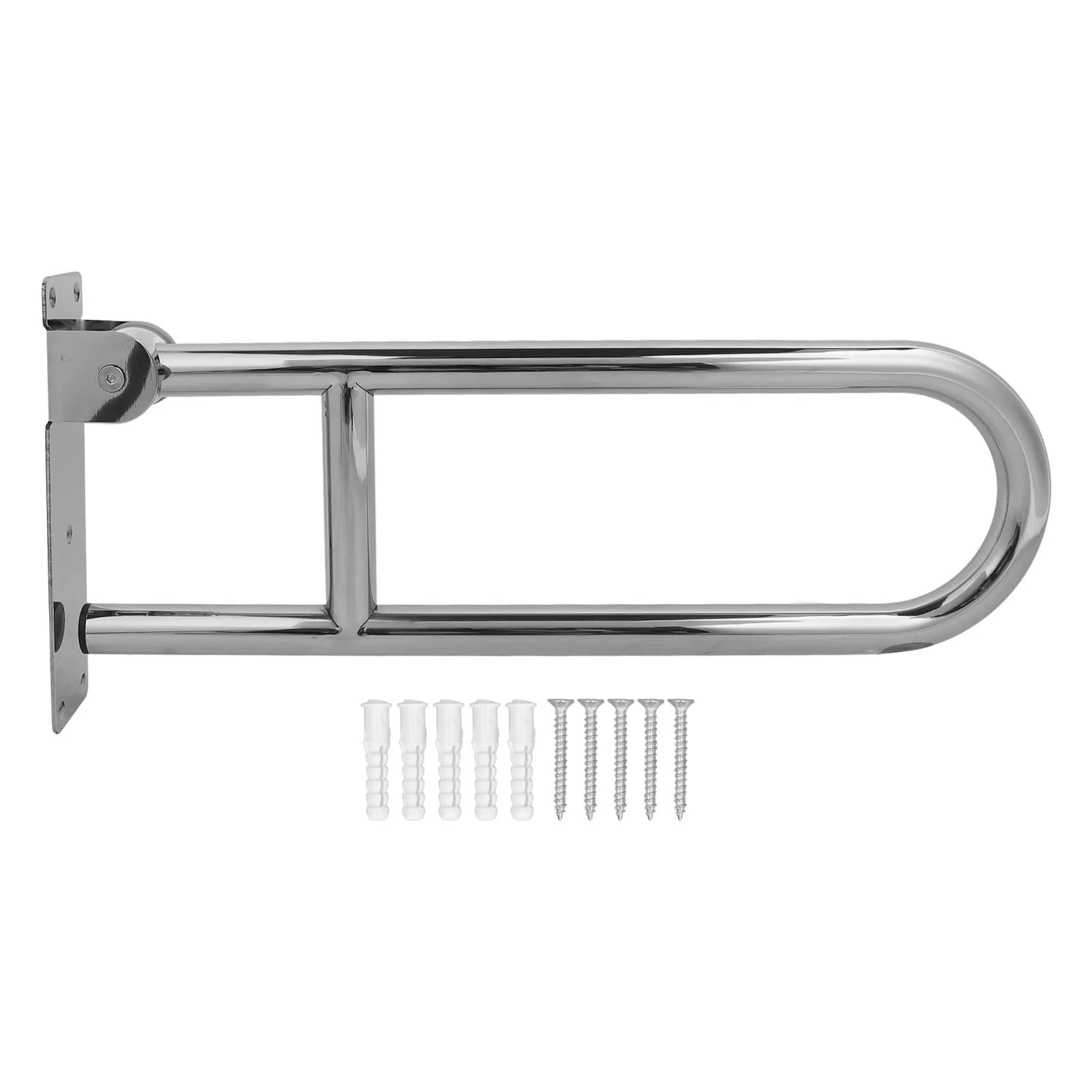 Flip Up Bathroom Grab Bar Stainless Steel Ergonomics 90° Vertical Rotation Wall Mount Toilet Handrails for Old People