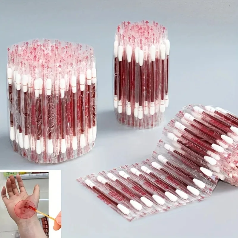 50/200pcs  Disposable Medical Iodine Cotton Stick Disinfected Cotton Swab Iodine Climbing Aid First Aid Safety Survival Supplies