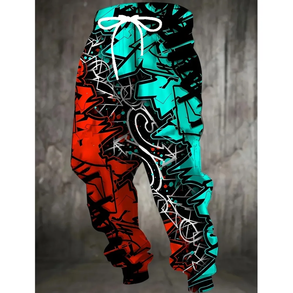 موضة الرجال 2026 Sweatpants الكتابة على الجدران المطبوعة ركض سليم صالح السراويل سراويل صالة غير رسمية مع جيوب الخريف الشتاء الشارع الشهير