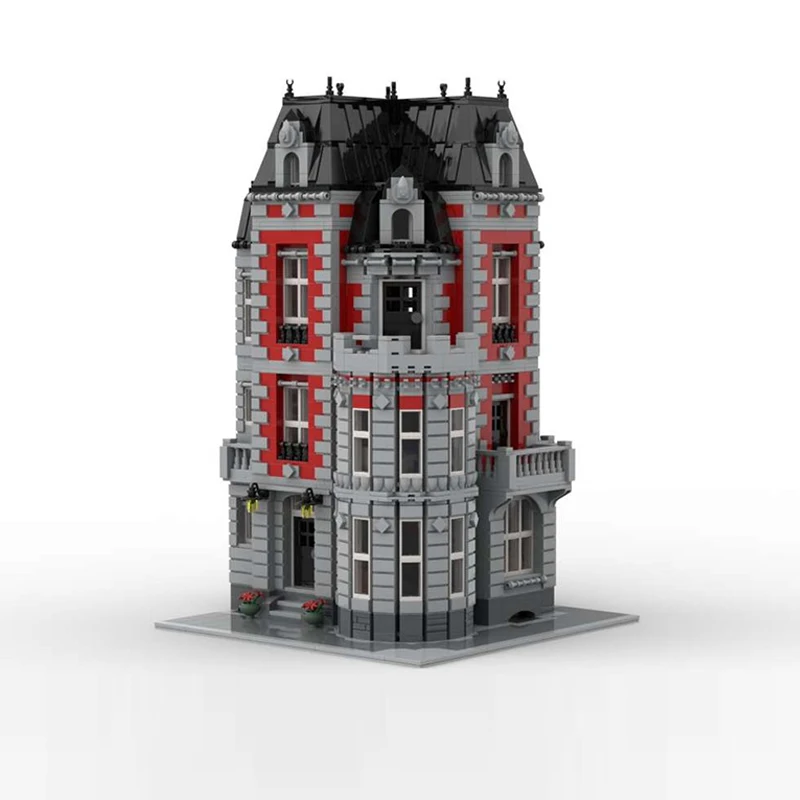City Street View Model MOC Building Bricks Corner Mansion Manor Modular Technology Gifts Holiday Assemble Children Toys Suit