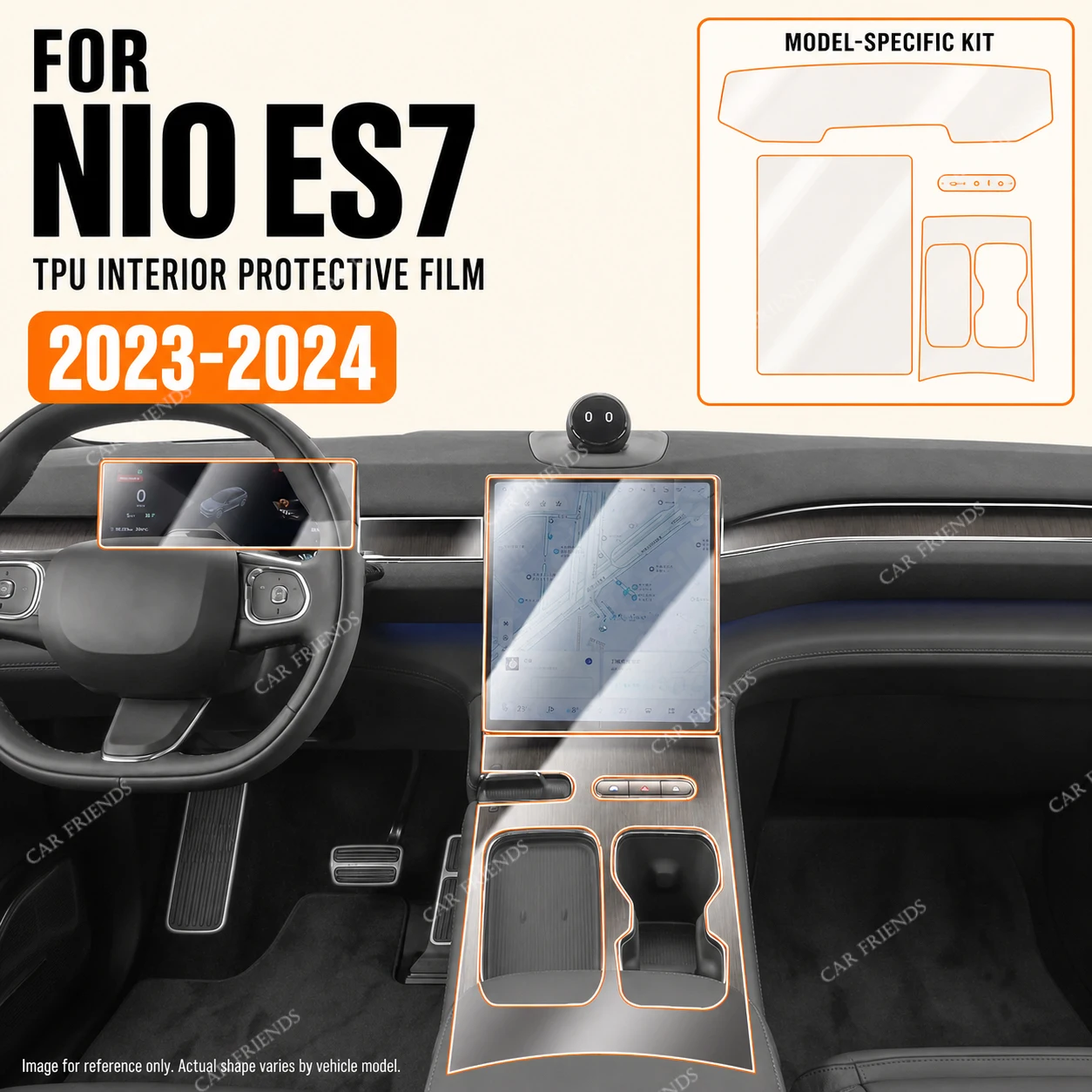 For NIO ES7 2023 2024 Car Transparent TPU Dashboard Panel Protective Film Interior Trim Anti-Scratch Sticker Accessories