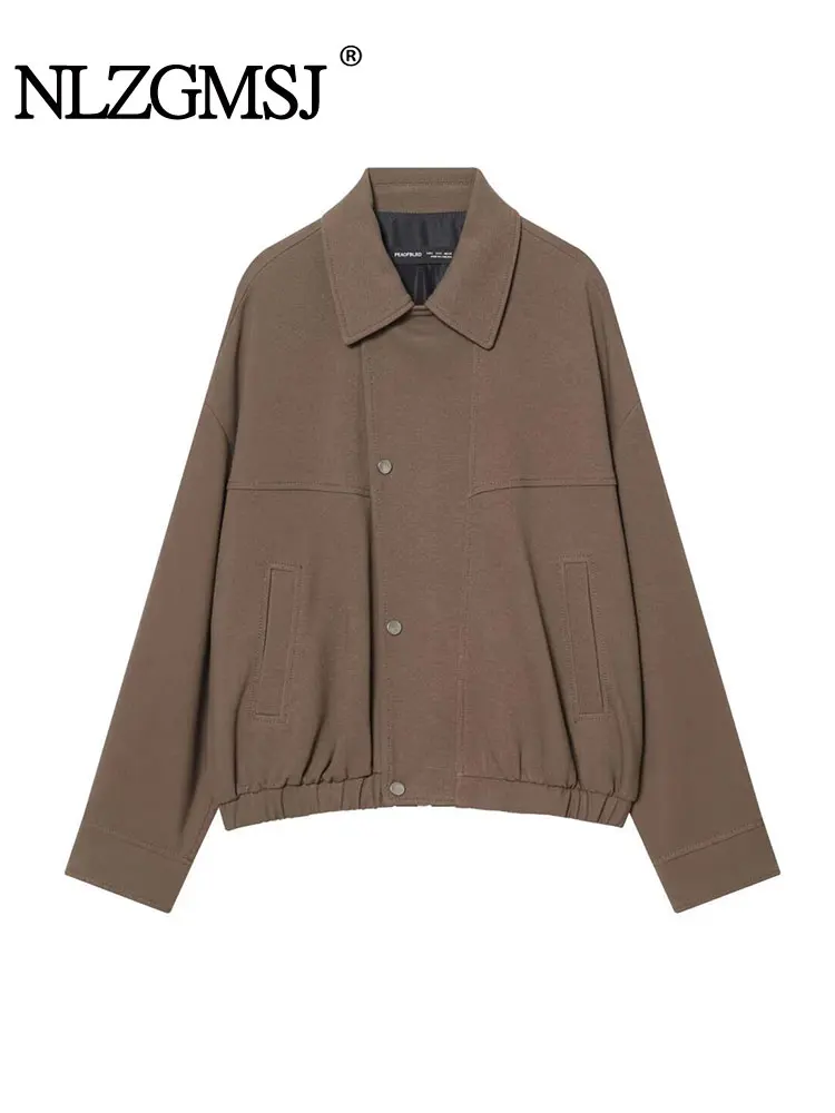 

NLZGMSJ Chic Women Loose Jacket 2026 Spring Autumn Long Sleeve Casual Buttons Coat Female Outerwear Y2K