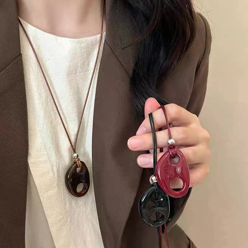 Versatile Sweater Chain Pig Nose Pendant Necklace For Women Girls Simple Chinese style Jewelry Accessories Gifts