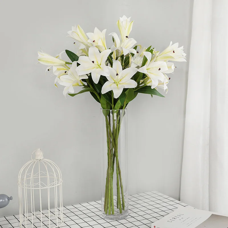 6 Colors Simulation Lily Bouquet Artificial Plants Home Decoration Wedding Arrangement Photography Props