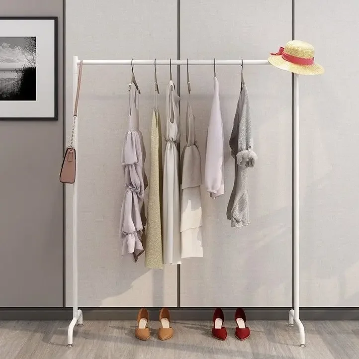 

Simple Balcony Clothes Rack Household Indoor Women's Clothing Rack Single Pole Floor Standing Bedroom Clothes Racks Coat Racks