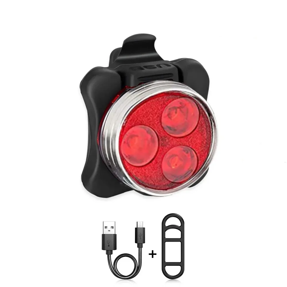 

USB Rechargeable Cycling Bike Taillight 4 Light Mode Front Headlight Mountain Bike Light Flashlight Tail Clip Bicycle Lamp