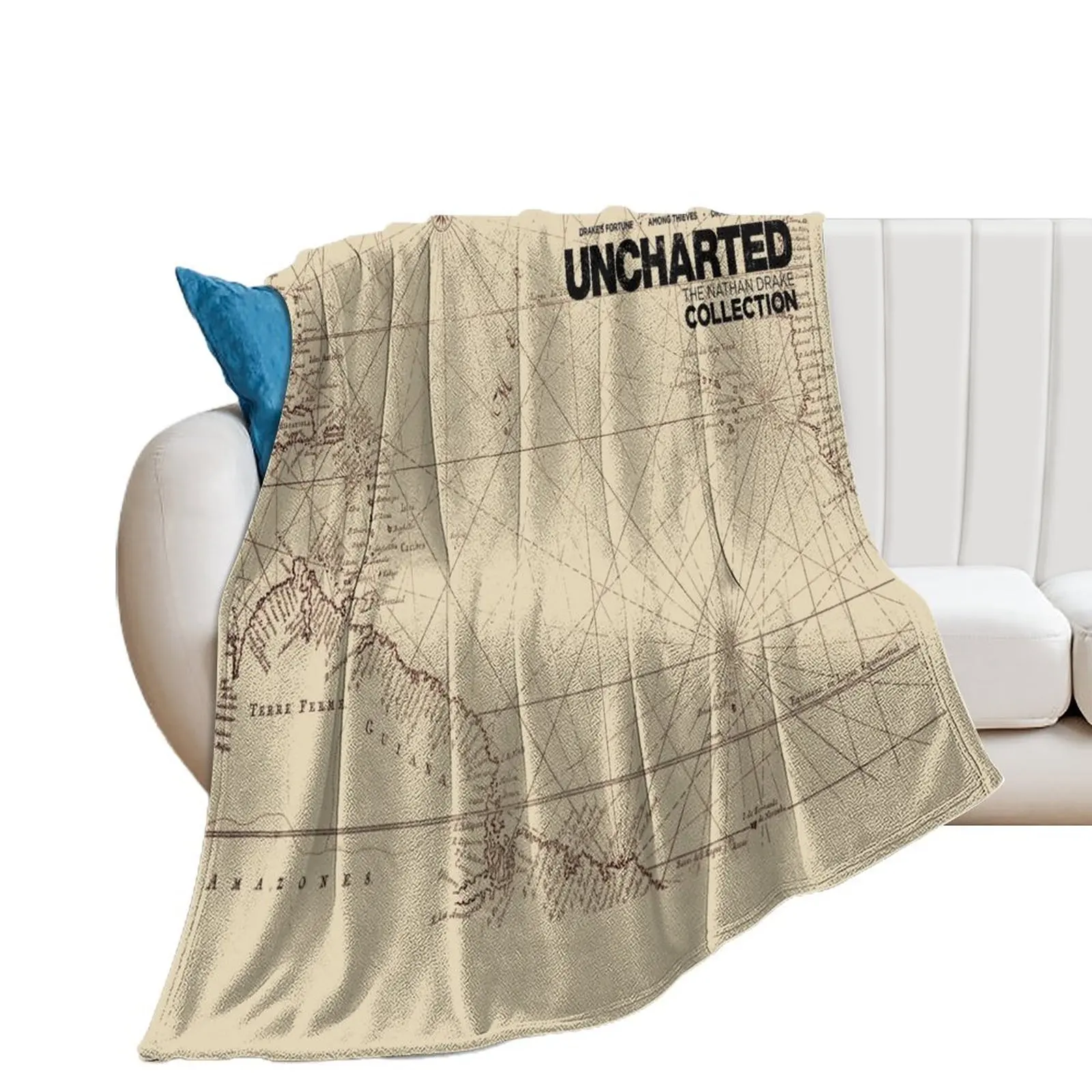 Uncharted Map Design Throw Blanket Bed Fashionable Soft Plaid Large For Decorative Sofa Blankets