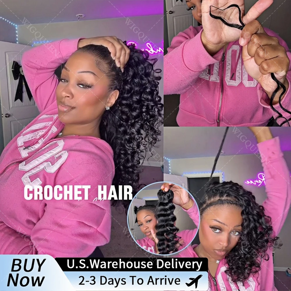 موجة عميقة مجعد Knotless قبل فصل الكروشيه وصلات شعر قبل يحلق الضفائر حزم مع خيوط البورمية شعر بشري لعذراء #1