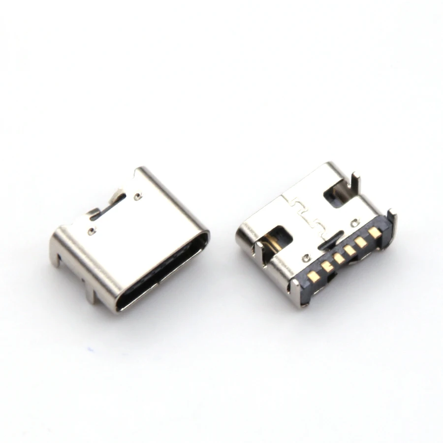 10pcs 6 Pin SMT Socket Connector Micro USB Type C 3.1 Female Placement SMD DIP For PCB design DIY high current charging