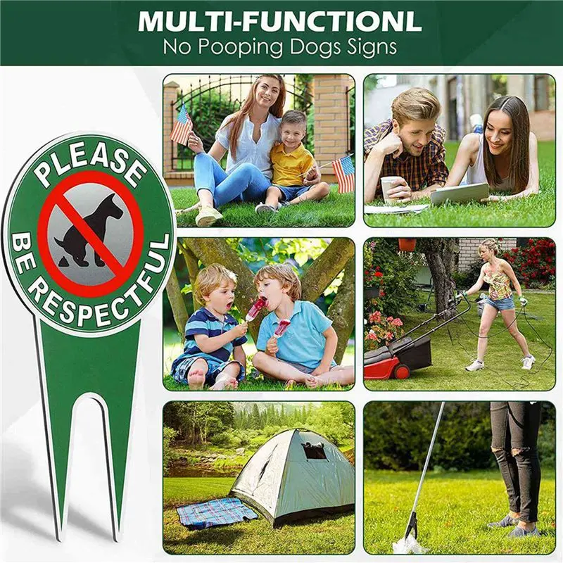 ABUH-8 Pieces No Poop Dog Signs Please Be Respectful No Pooping Dog Lawn Signs No Dog Poop Yard Signs