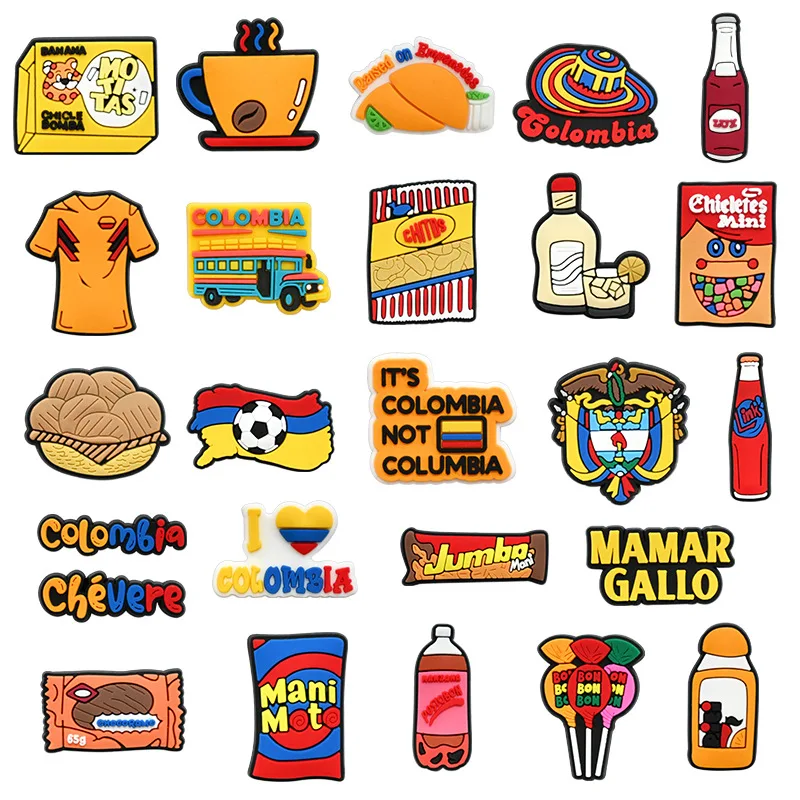 colombia food series PVC shoe Charms Slippers Buckle combination Fit Wristbands accessories Decoration Bands gift unisex party