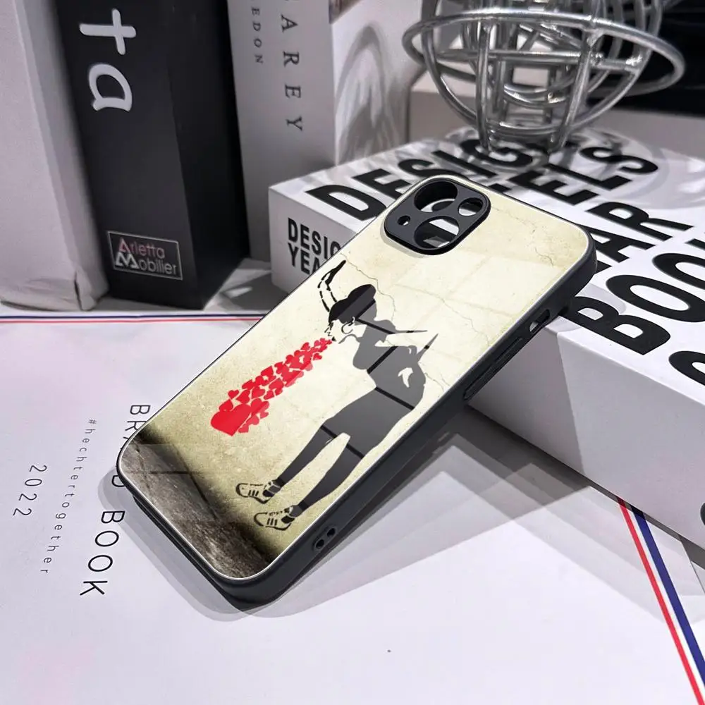 Girl With Red Balloon Banksy Streetart Phone Case Tempered Glass Shell FOR IPhone 15ProMAX 14 11 12 Pro 15 16 Plus 13 Pro MAX XR