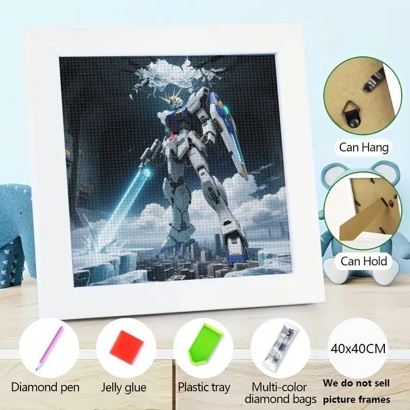 

1 шт. Mecha Robot Gundam аниме 5D комплект алмазной живописи, полная дрель DIY Diamond Art, Sci-Fi Warrior Glowing Sword Wall Art Home Dec