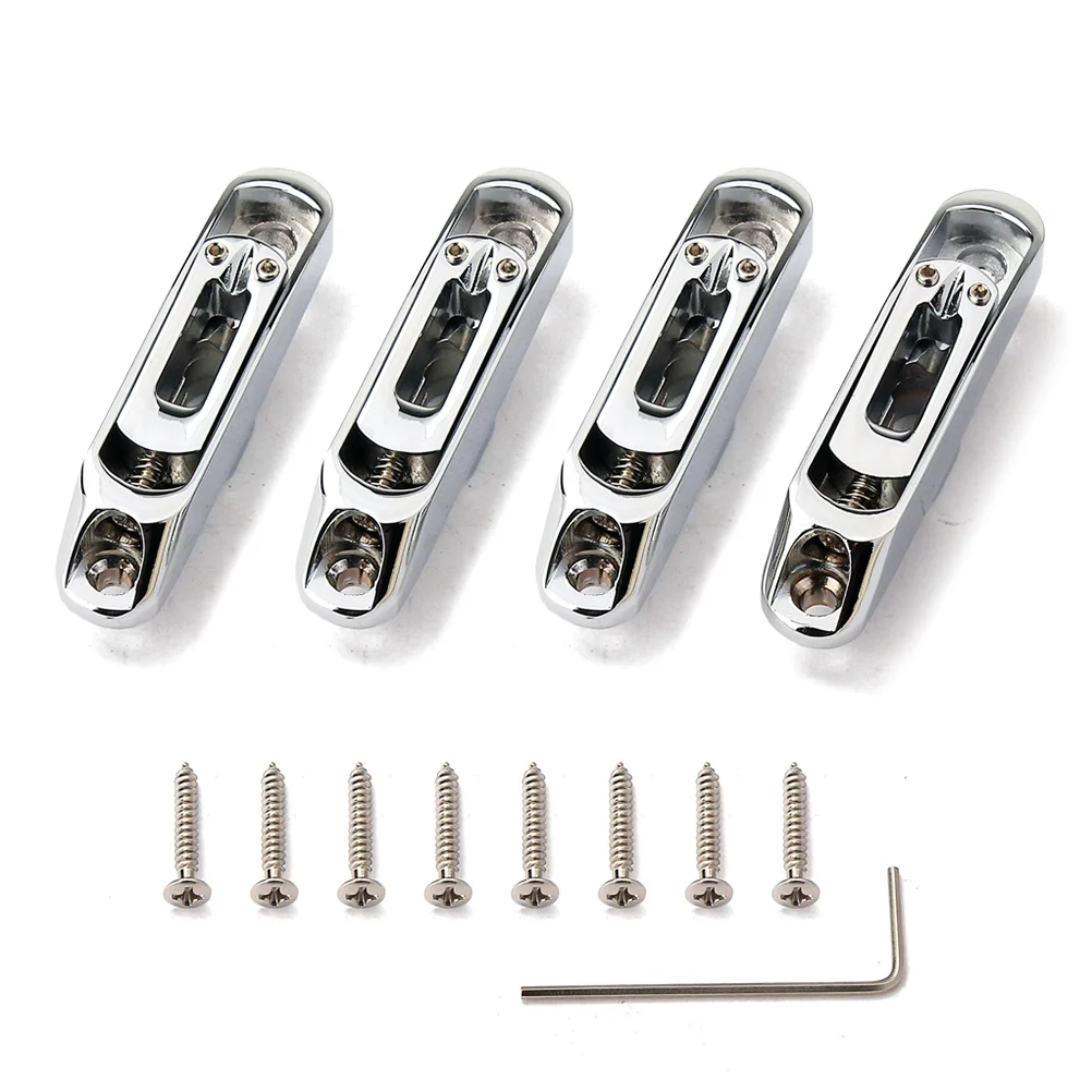 

4Pcs Bass Bridge Guitar Parts Replacement Zinc Alloy Durable Polished Smooth Surface for Bass Guitar Bridge Saddle