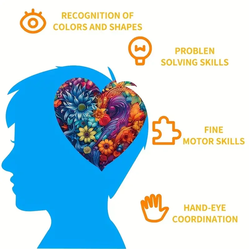 Love Flower Wooden Puzzle for Adults, Uniquely Irregular Animal Shaped Stress Relief Toy, Creative Gift Family Game Home Decor