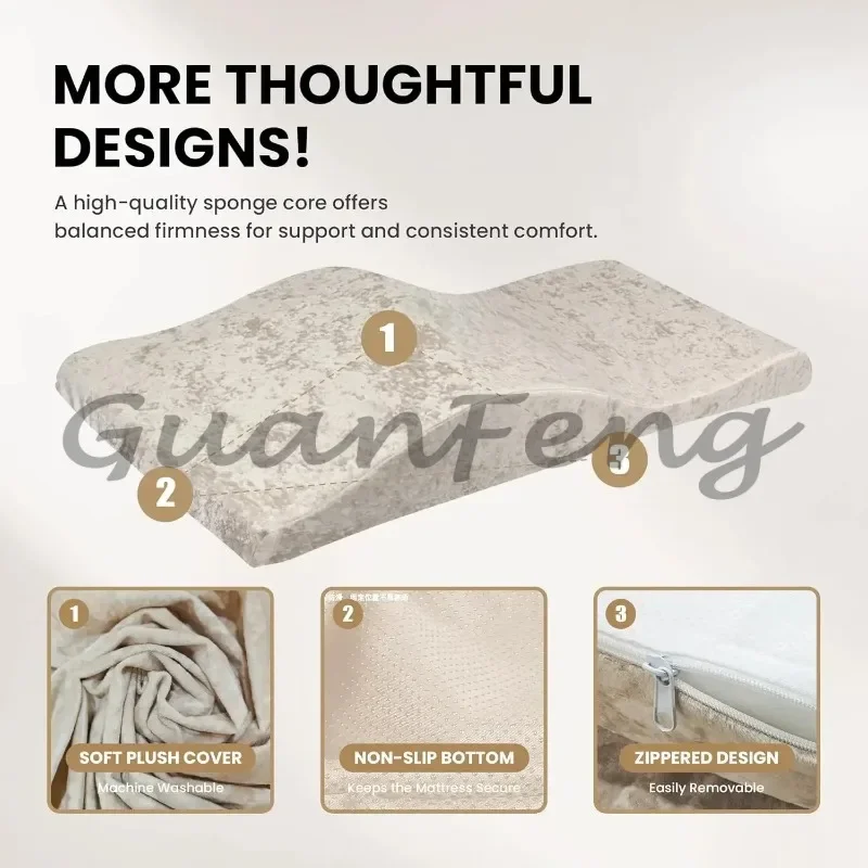 Foam Topper, Massage Table High-Density Foam Mattress Topper, Ergonomic Curved Lash Bed Cushion for Beauty Salon