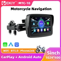 EKIY 5 pulgadas inalámbrico CarPlay Moto Android Auto portátil Digital motocicleta tablero GPS motocicleta pantalla de navegación