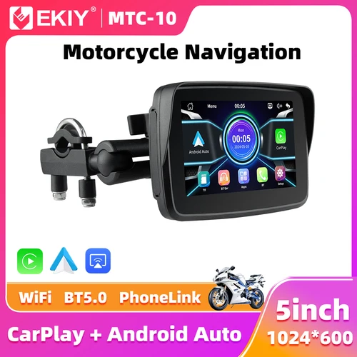 EKIY 5 pulgadas inalámbrico CarPlay Moto Android Auto portátil Digital motocicleta tablero GPS motocicleta pantalla de navegación