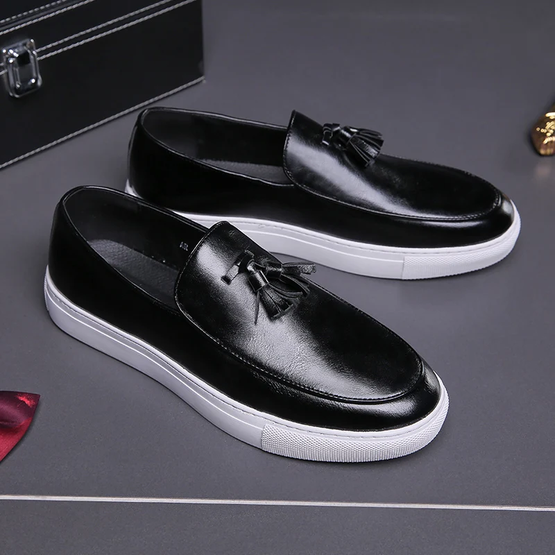 Men Vulcanize Shoes Platform Shoes Slip-on Lazy Casual Pu Leather Shoes Zapatos De Hombre