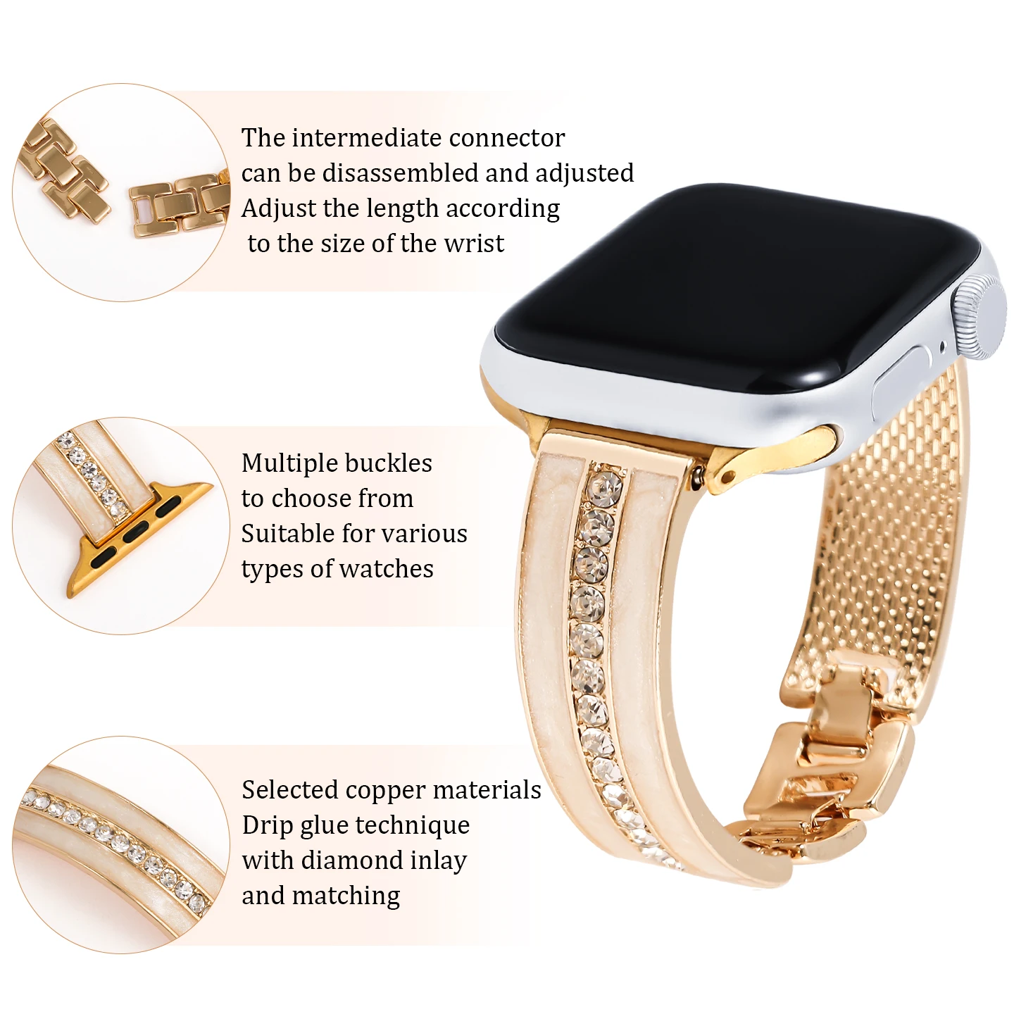 وصلة سوار معدني ممتاز لسلسلة ساعات أبل 8/7/6/10/9 40 مللي متر 41 مللي متر 38 مللي متر 42 مللي متر 44 مللي متر 45 مللي متر 46 مللي متر حزام