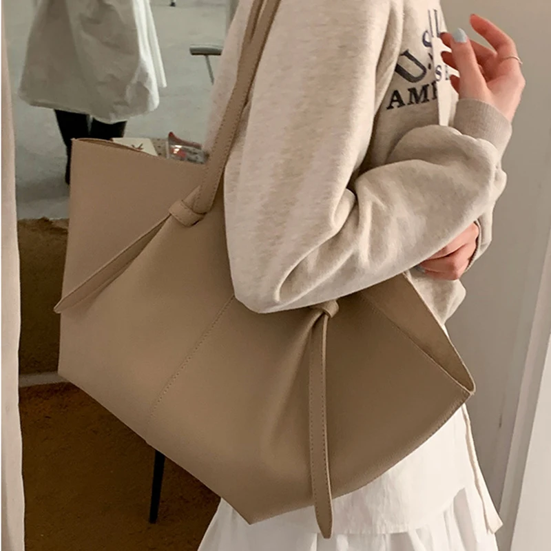 

Autumn New Branded Big Tote Bag Set For Women PU Pure Color Large Capacity Shoulder Shoppers Designer Handbags