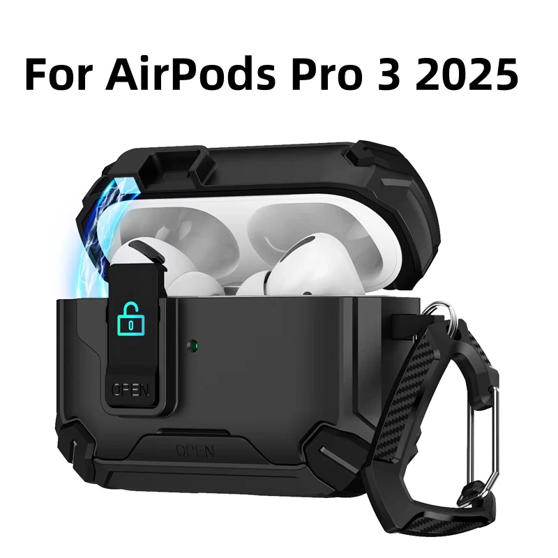 Für AirPods Pro 3. Generation Fall Automatische Snap Secure Lock Für AirPods Pro 3 Fall Abdeckung Mit Haken Für AirPods Pro 3 2025