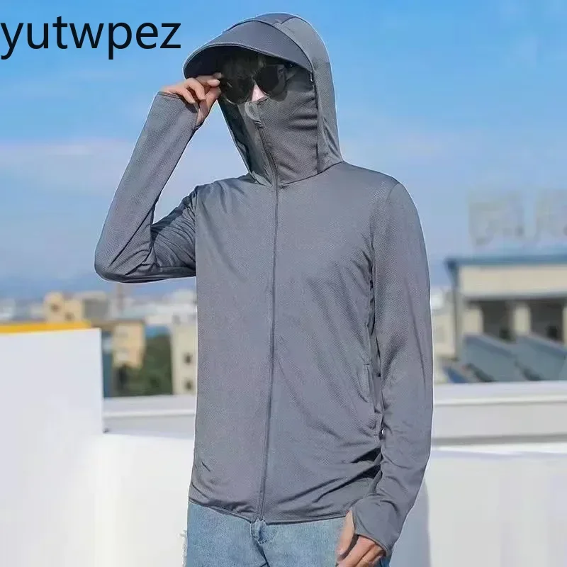 UPF50+ Men's Sun Protection Thin Mesh Quick Dry Breathable Hunting Sports Uv Protection Fishing Gear Outdoor Sunscreen Cycling