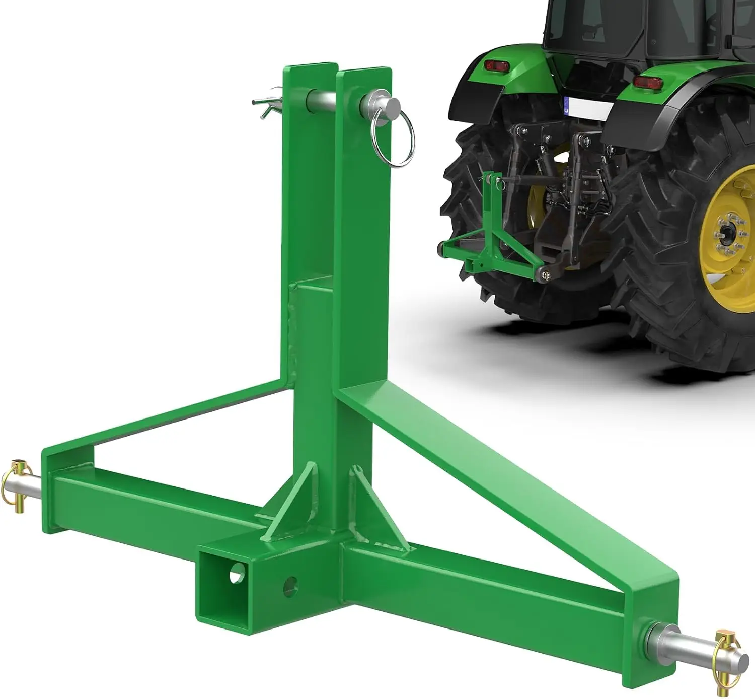 Tractor Towing Application, Metal Material, Green Color, Quick - Compatible 3 Point Hitch Receiver