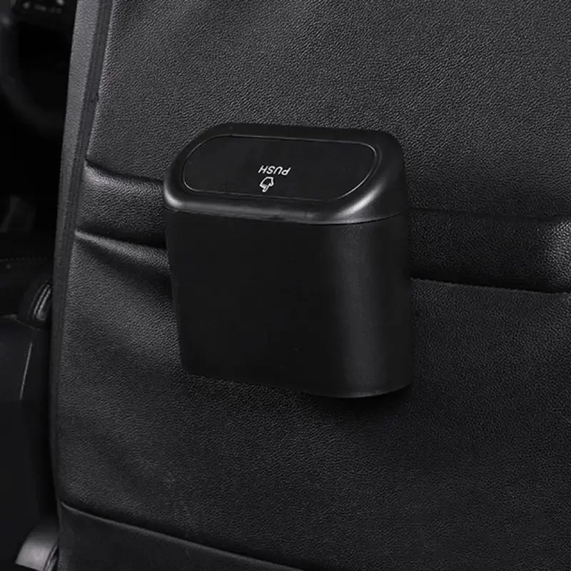 Universal Organizer Car Clamshell Trash Bin Hanging Vehicle Garbage Dust Case Storage Box Black ABS Square Pressing Trash Can 6P