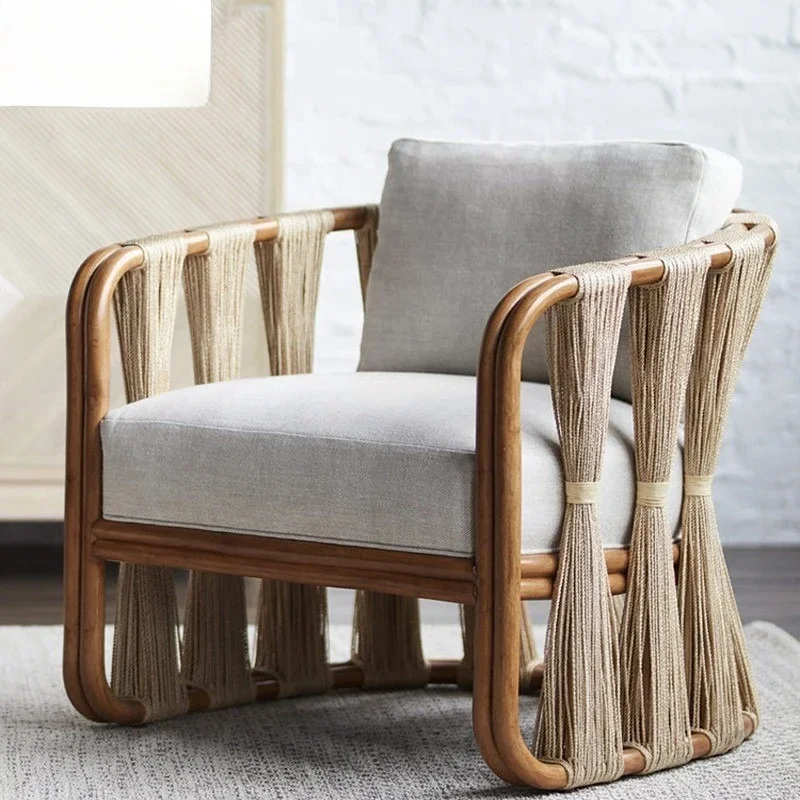 Nordic outdoor sofa sunscreen small apartment leisure single sofa chair furniture model room balcony small coffee table combinat