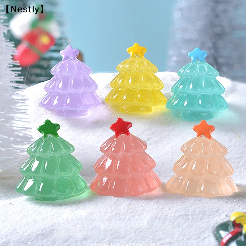 Luminous Christmas Tree Ornament Plants Micro Landscape Figure Glowing Miniature Statue Potted Mini Garden Accessories〔Nest〕
