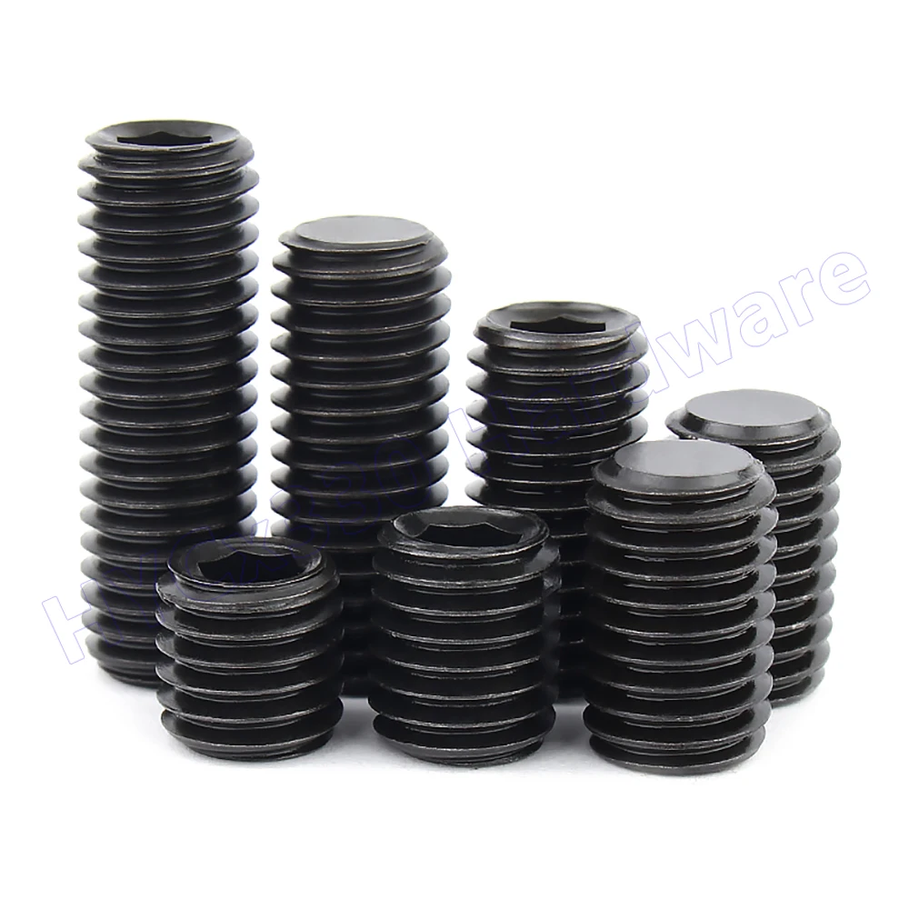 Fotografia 7: Parafusos de Fixação Sem Cabeça M1.6 a M16 com Ponta Plana, Grau 12.9, Aço Liga, Parafusos Sextavados Internos (Grub Screws)