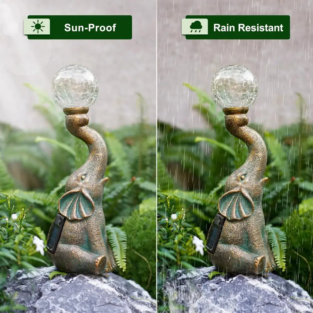 

Фигурка слона, уличная солнечная лампа слона со светодиодной подсветкой для декора сада, патио, фигурка любящего слона, статуя для двора