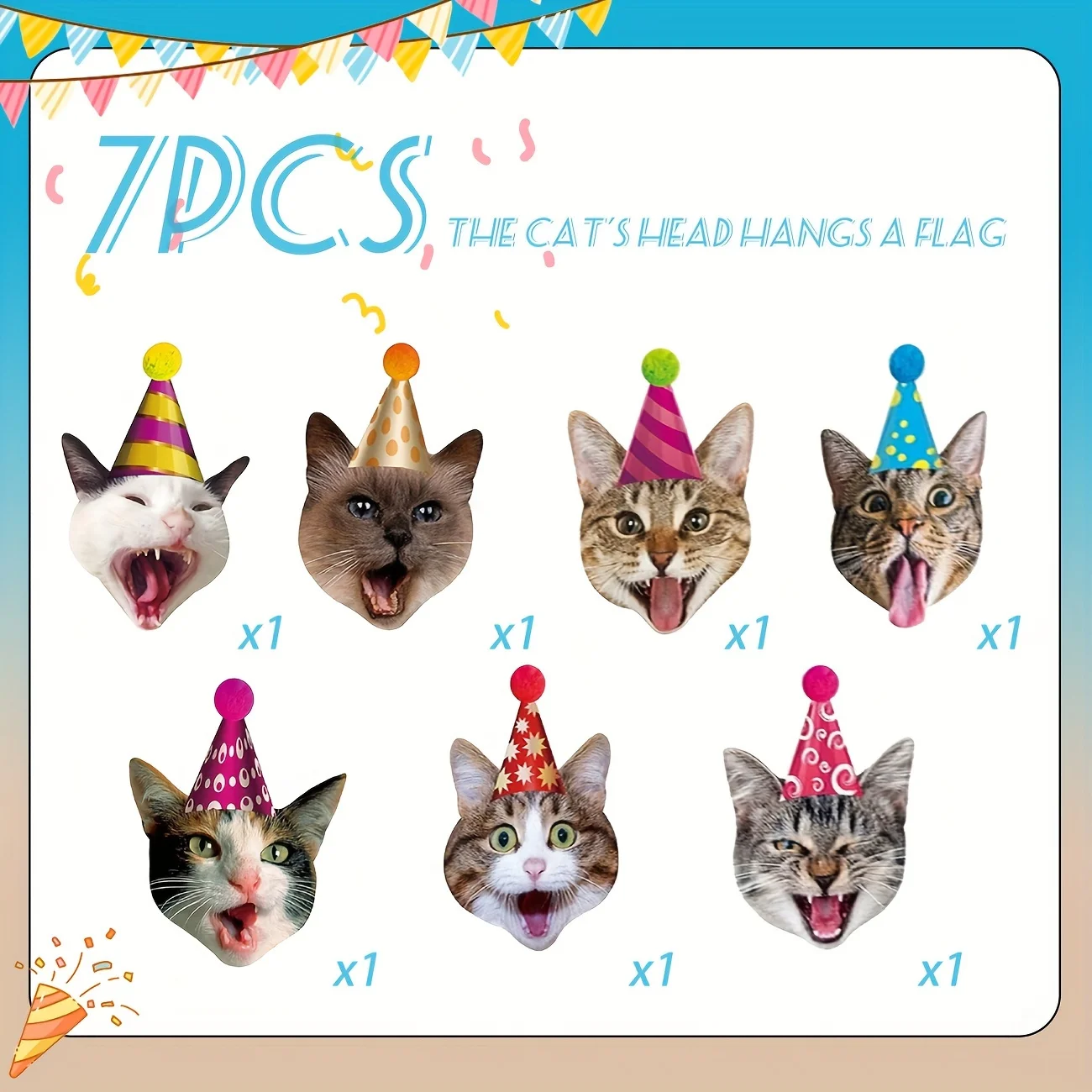 لافتة عيد ميلاد سعيد، إكليل القط، ديكور عيد الميلاد المضحك، وجه القط، حفلة عيد الميلاد، زينة الرايات الذهبية، علامة عيد الميلاد، كيتيز، عيد ميلاد P #5
