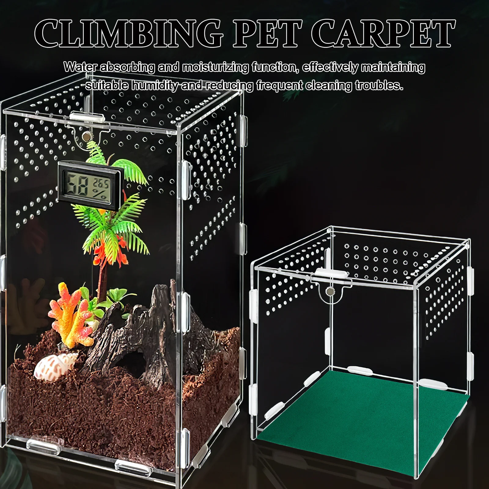 

4pcs Reusable Reptile Carpet: Washable Terrarium Bedding Substrate For Bearded Dragon Lizard Tortoise Moisture Retaining Non