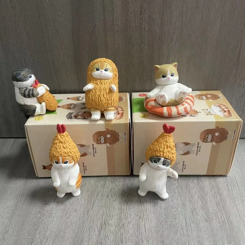 Kawaii Mofusand Fried Shrimp Tempura Figure Cat Cute Doll Car Center Console Doll Ornament Toy Entrance Bedroom Decoration Gift