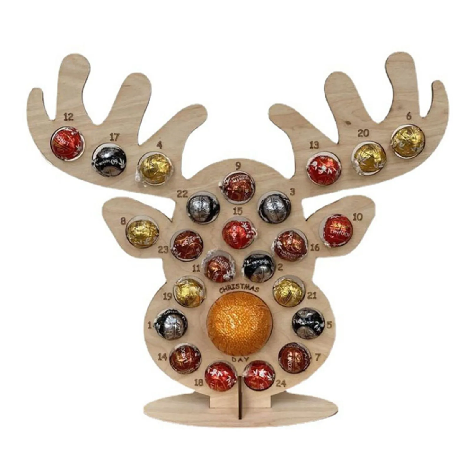 

Christmas Desktop Ornament Creative Xmas Tree Reindeer Shaped Wooden Rack For Ball Chocolate Storage Advent Calendar 2025