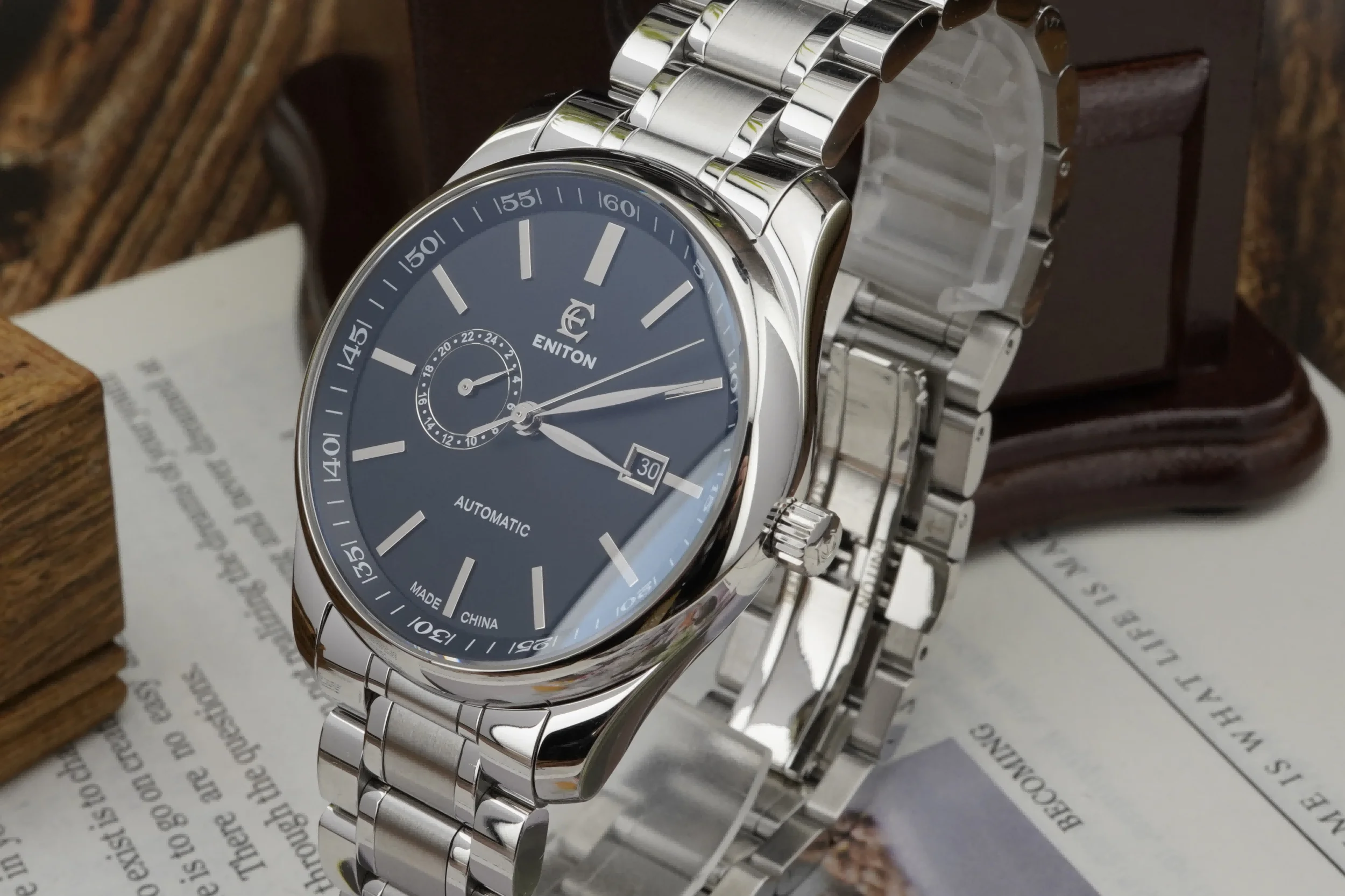 ENITON 41 ミリメートル 8217 ドームサファイアガラストップブランド 50 メートル防水機械式時計ビジネス高級ファッション時計メンズ腕時計