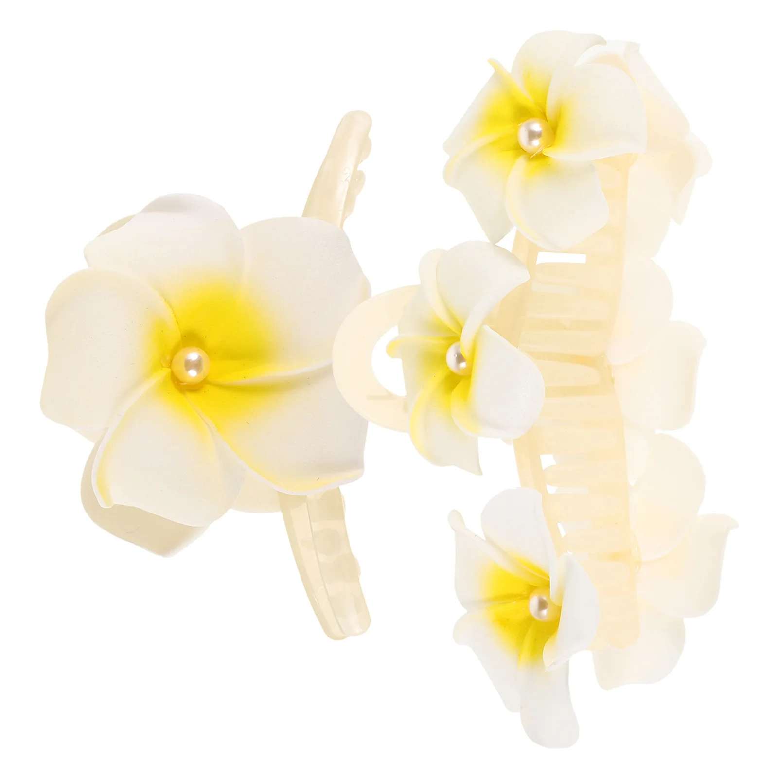 

2 Pcs Frangipani Hair Claw Clips for Thick Hair Accessories Lightweight Styling Tools Beach Party Photoshoot Large Flower Pins
