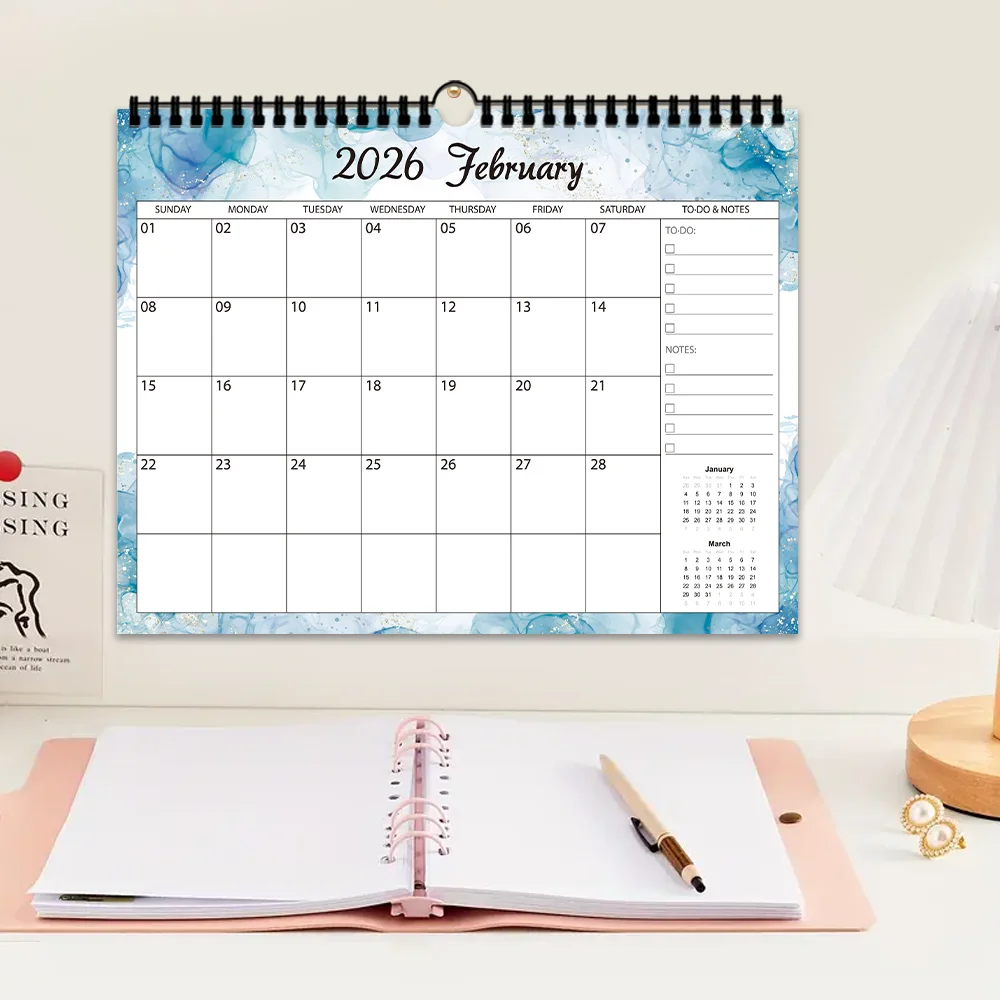 1 قطعة تقويم حائط 2026، تصميم بسيط بألوان مائية، مخطط شهري لمدة 12 شهرًا، هدية مثالية لأعياد الميلاد وعيد الميلاد ورأس السنة الجديدة