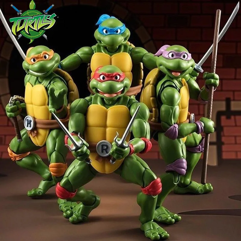 Shf Teenage Mutant Ninja Turtles Action Figures Toy 16cm Da Vinci Raphael Donatello Michelangelo Movable Statues Model Gifts